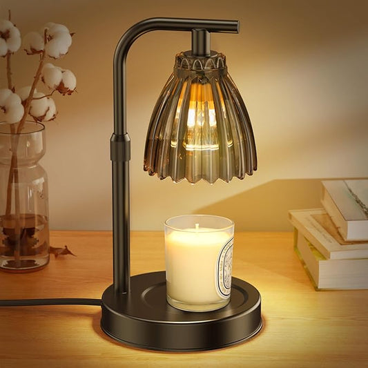 Candle Warmer Lamp with 2 Bulbs, Dimmer Adjustable Height Candle Lamp, 2/4/8H Timer, Home Decor, Lamp Candle Warmer for Jar Candles, Thoughtful Gifts for Christmas, Birthday, Mother's Day, Black