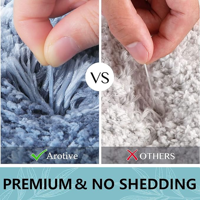 Arotive Microfiber Bathroom Rugs, Shaggy Soft and Absorbent Bath Rug, Non-Slip, Thick Plush Machine Washable Dry Bath Mats for Bathroom, Tub and Shower, 70x24, Light Blue