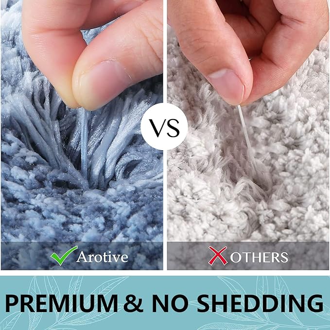 Arotive Microfiber Bathroom Rugs, Shaggy Soft and Absorbent Bath Rug, Non-Slip, Thick Plush Machine Washable Dry Bath Mats for Bathroom, Tub and Shower, 24x16, Light Blue