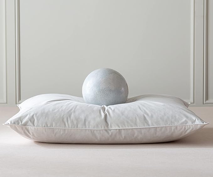 Luxury Goose Feathers Down Pillow Standard Size, Hotel Quality Fluffy Bed Pillow, Soft Pillow for Sleeping, Organic Cotton Cover(20x26”, Pack of 1)