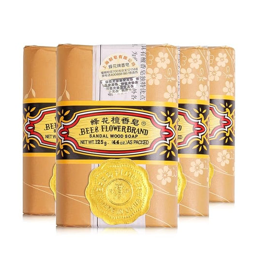 Bee & Flower Soap Bar Sandalwood Soap Moisturizing Bath Soap Bars Nourishes Your Skin 4.4 oz(Pack of 4)