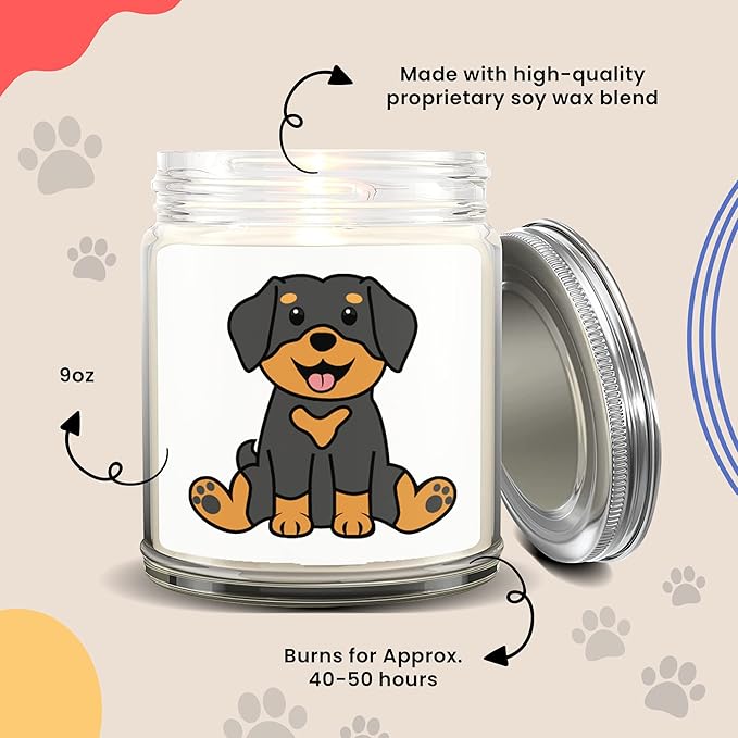 1OAK Lavender Scented Candles - Dog Mom Gifts for Women - Dog Candle - Made in USA (Rottweiler)