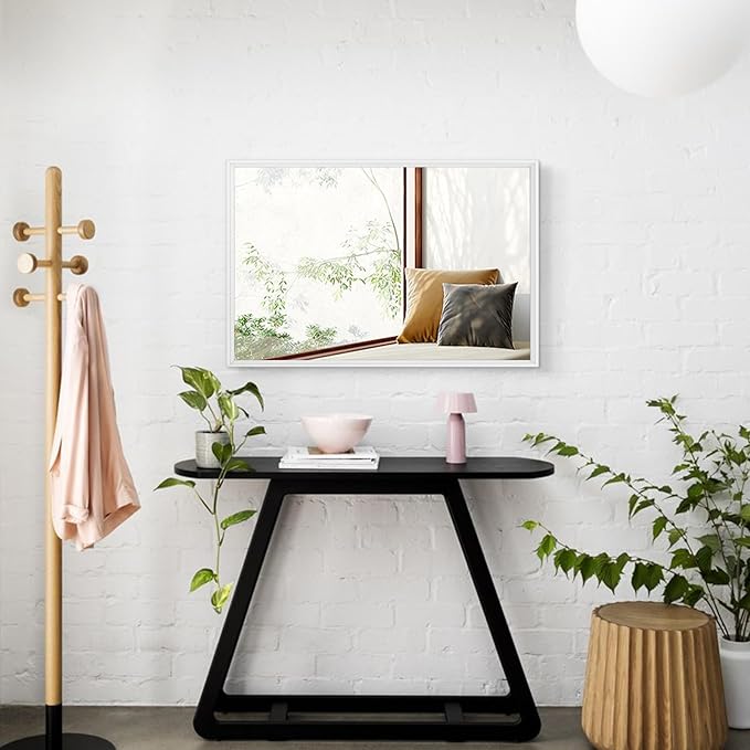 AAZZKANG Large Wall Mirror White Framed Mirrors 28"x20" Rectangle Decorative for Farmhouse Bedroom Bathroom Home Entryway Hanging Vertically or Horizontaly