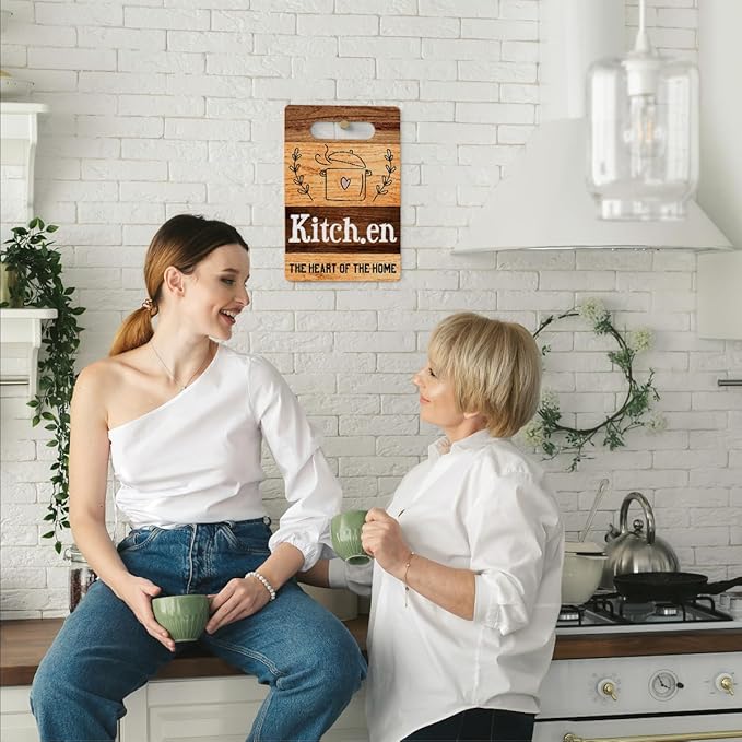 Farmhouse Kitchen Decor, Kitchen Signs Wall Decor, Wall Decor for Kitchen, Kitchen The Heart of The Home Sign, Kitchen Decorations, Kitchen Door Wall Hanging Decor 8 x 12 Inch