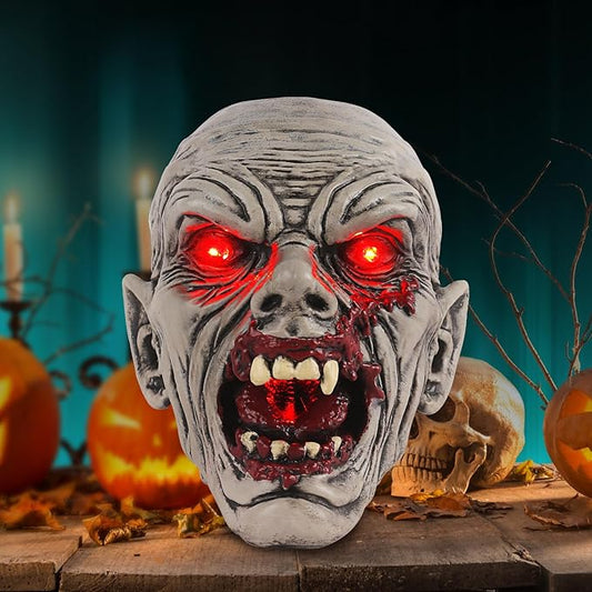 Halloween Zombie Head Decor - Solar Garden Statue, Spooky Outdoor Decoration Unique Garden Decor for Outside Yard Porch Lawn