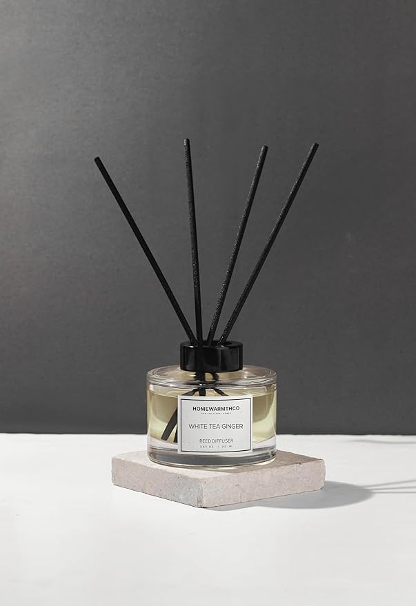 White Tea Reed Diffuser Set - Luxury Fragrance Reed Diffusers for Home, Office & Bathroom Décor - Long-Lasting Scent with Non-Toxic Oils (5.63 oz)