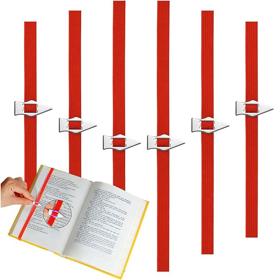 Elastic Bookmark,6 Pack Book Marks with Pointer Perfect for Book Reading-Mark Last Place,Planner Bookmarks for Reading Women,Men,Kids,Book Lovers(Red)