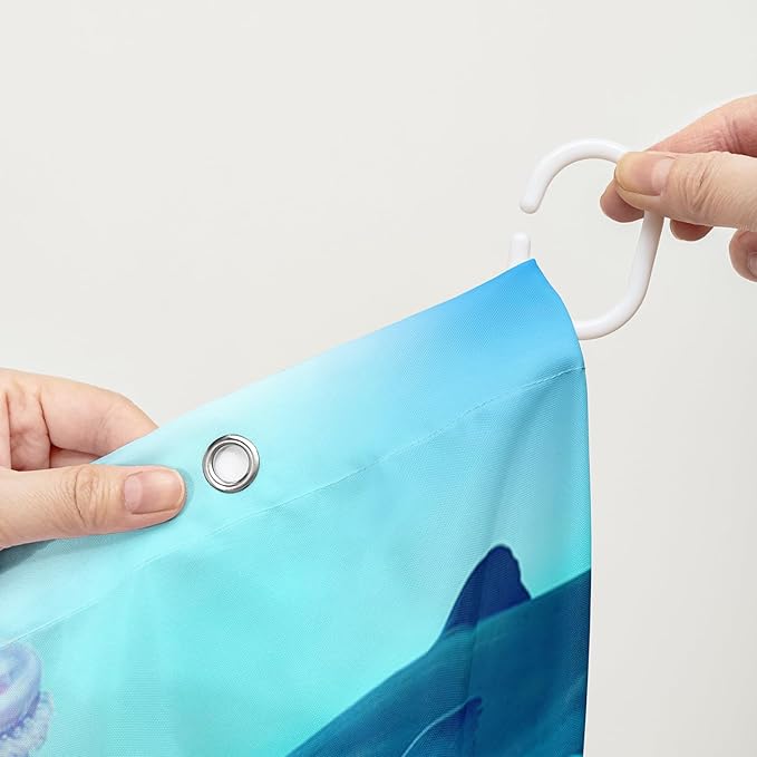 AILONEN 3D Swimming Cat Shower Curtain Set,Coral Bath Curtain for Kids Girls Boys,Sea Animals Ocean Theme Shower Curtain,Cat Lovers Animal Shower Curtains for Bathroom Decor, 72" W*84" H