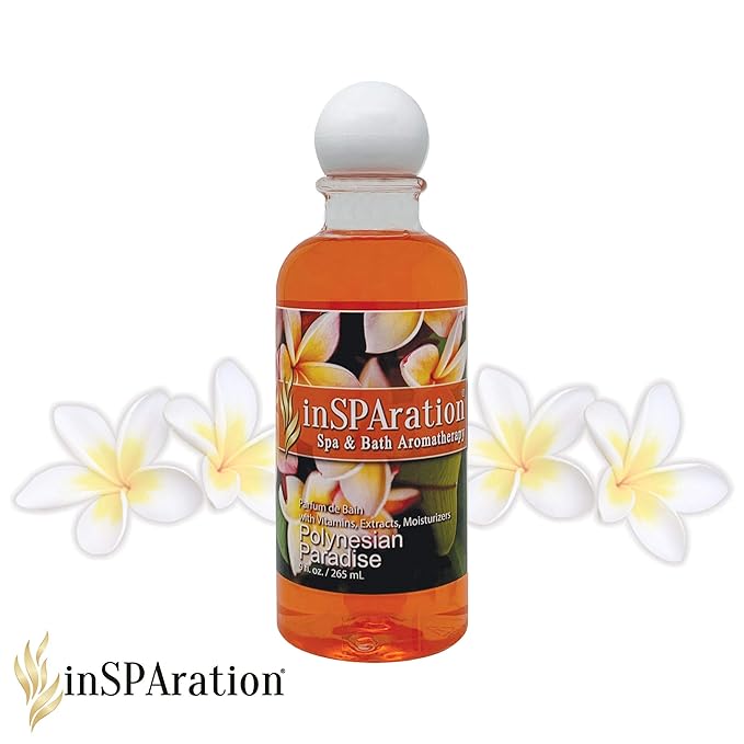 inSPAration Spa and Bath Aromatherapy 123X Spa Liquid, 9-Ounce, Polynesian Paradise, Red