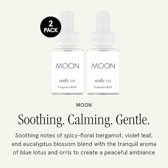 Pura & Unify Co. Home Scent Refill - Smart Home Air Diffuser Fragrance - Up to 120-Hours of Premium Fragrance per Refill - Clean & Safe Diffuser - Household Essential - 2 Pack - Moon