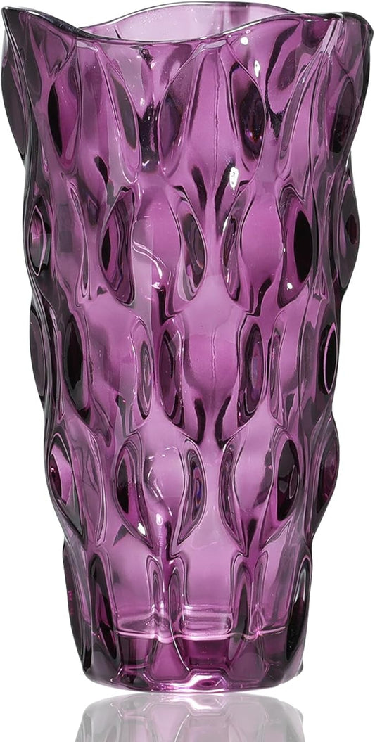 CEMABT 9.5inch 3.4 lb Glass Vases for Flowers Unbreakable Thickened Morden vase for Tables Centerpieces,Colorful,Vintage and Clear Rose Large Flower vases for Bouquet Unique Gifts（Purple）