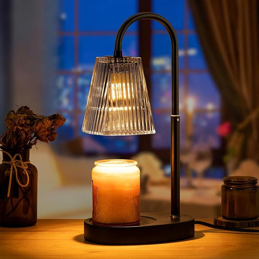 Glass Lamps Candle Warming Candle Warmer Lamp with Timer Electric No Flame Scented Candles Wax Warmers for Jar Candles Burner Adjustable Height Dimmable Light Modern