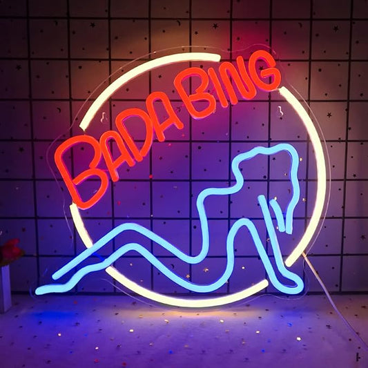 Bada Bing Neon Signs Led Sign for Bedroom Sopranos Merch Light up Sign Neon Light Sign with USB/Switch Operated Man Cave Led Neon Sign for Wall Decor Bar Club Party Bedroom