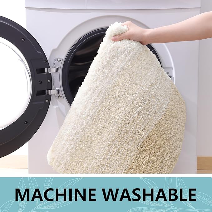 Arotive Microfiber Bathroom Rugs, Shaggy Soft and Absorbent Bath Rug, Non-Slip, Thick Plush Machine Washable Dry Bath Mats for Bathroom, Tub and Shower, 40x24, Light Beige