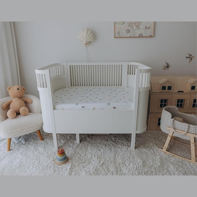 Baby Crib Fitted Sheet, 100% Cotton Knitted Jersey, Fit Standard Crib Mattresses, Fitted Crib Sheets, Super Soft, Toddler Fitted Sheet, Unisex, 2 Pack, Sky Blue,Animal, 28"x52"x9"'