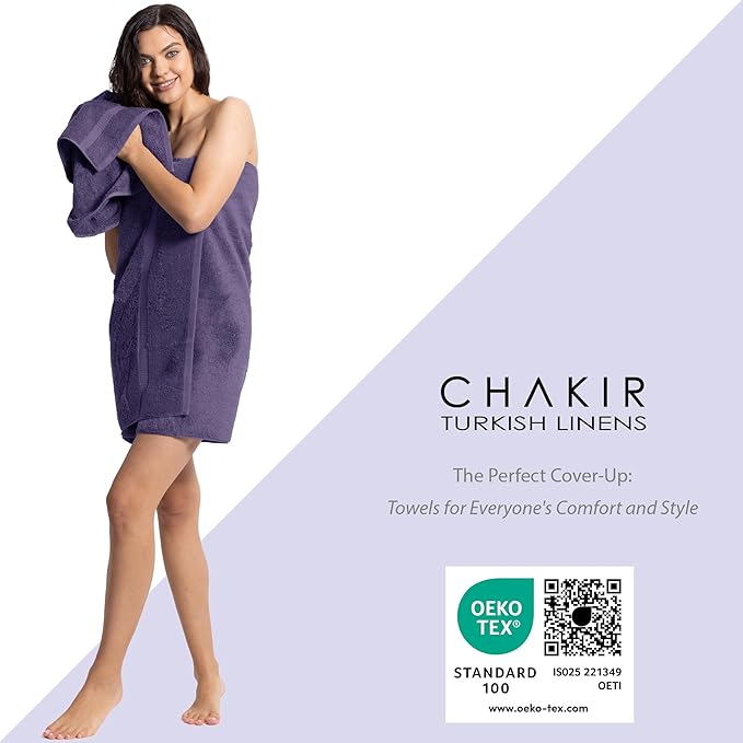 Chakir Turkish Linens | Hotel & Spa Quality 100% Cotton Premium Turkish Towels | Soft & Absorbent (4-Piece Bath Towels, Plum)