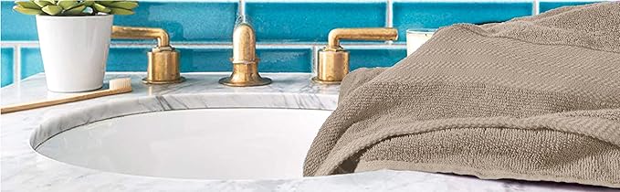 GLAMBURG Premium Cotton 4 Pack Bath Towel Set - 100% Pure Cotton - 4 Bath Towels 27x54 - Ideal for Everyday use - Ultra Soft & Highly Absorbent - Tan