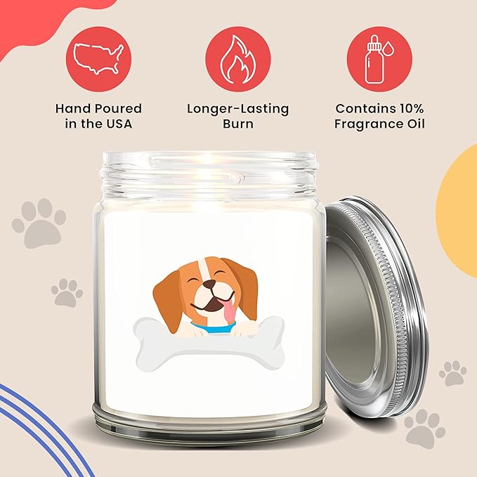 1OAK Lavender Scented Candles - Dog Mom Gifts for Women - Dog Candle - Made in USA (Beagle)