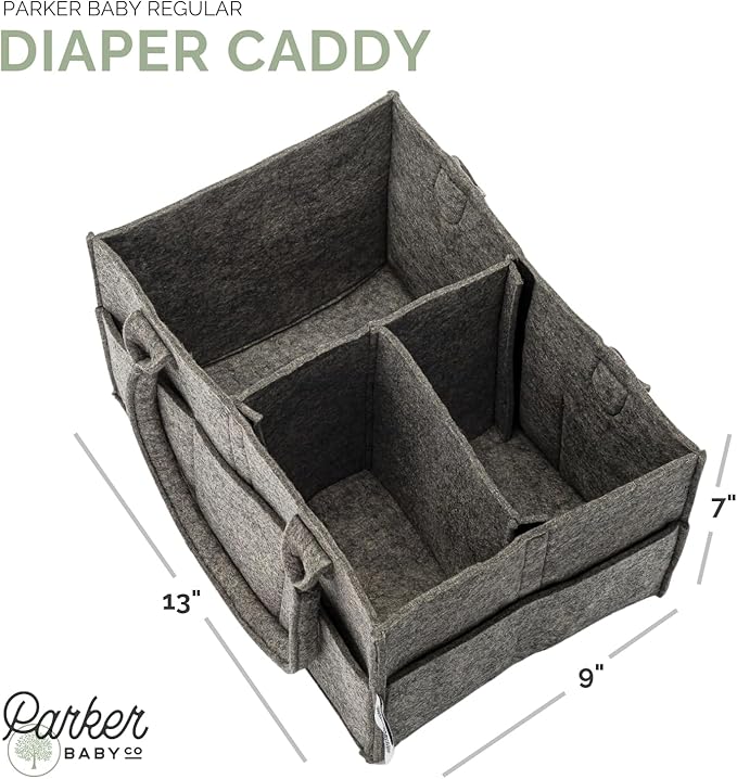 Parker Baby Diaper Caddy - Nursery Storage Bin and Car Organizer for Diapers and Baby Wipes (Peppercorn, Regular)