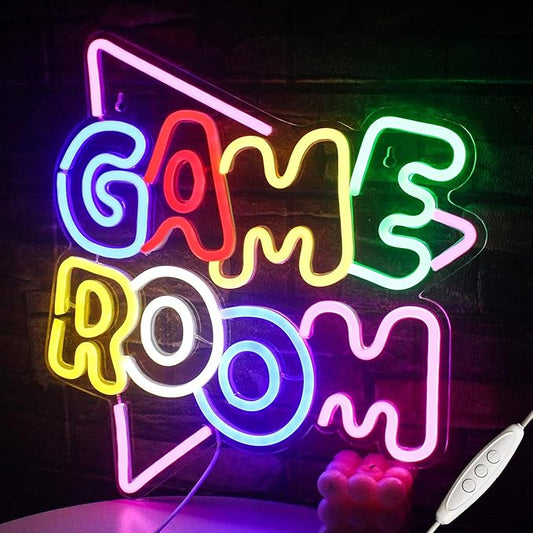 Gamerneon Game Room Large Neon Signs 13.2"x14" Colorful LED,USB Neon Lights for Game Zone Party Decor Bedroom Gaming Wall Lightup Signs Teen Boy Bedroom Home Gamer Party Decorations Gifts