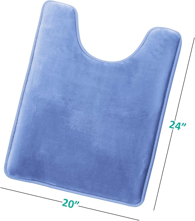 Clara Clark Bathroom Rugs, Velvet Memory Foam Bath Mat, Non-Slip, Machine Washable Bath Rugs - Dries Quickly, Ultra Soft Plush Bath Mats for Bathroom, 20 x 24, Calm Blue