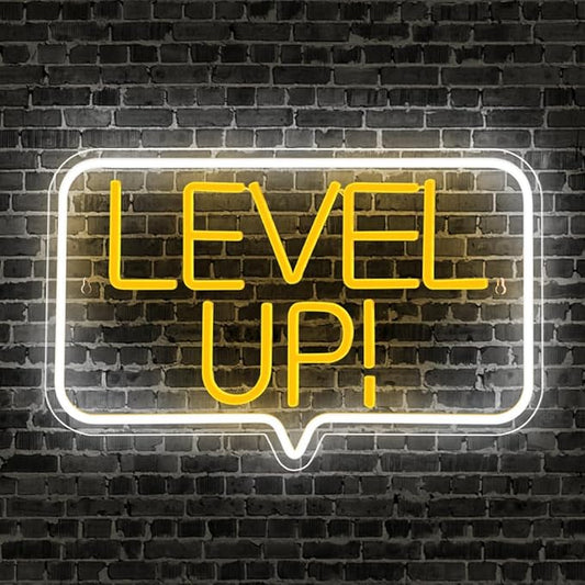 Level Up Neon Sign,Gaming Neon Light for Teens Room Decor, Arcade Games Victory Light Up Signs for Gamer Room Decor,for Teens, Boys, Kids Gamer Gifts(16.73x10.62 inches)