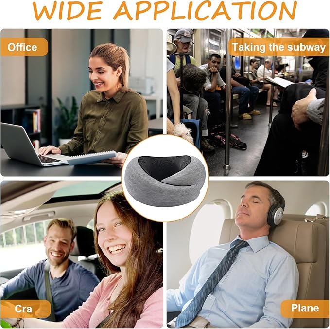 Travel Pillow, Neck Pillow, Stowable Pillow, Memory Foam Travel Pillow——Perfect Support for Your Neck and Head， Suitable for Airplanes,Trains,Offices and Cars