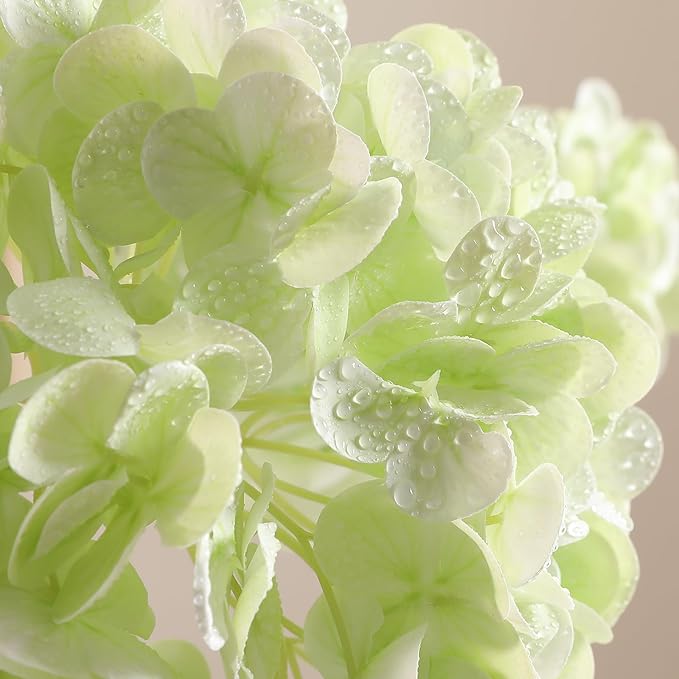 Tifuly Fake Hydrangea Artificial Flowers with Vase 4pcs Real Touch Faux Hydrangea with 3pcs Eucalyptus Stems for Wedding Centerpiece Home Party Table Decoration（Green）