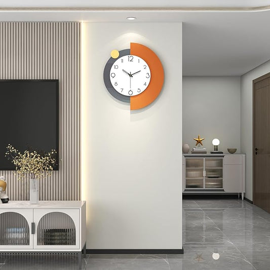 FLEBLE Decorative Wall Clocks Silent Quality Quartz Wall Clock Battery Operated Large Wall Clock for Living Room,Kitchen,Home,Bathroom,Bedroom Wall Decor,18x20 inches