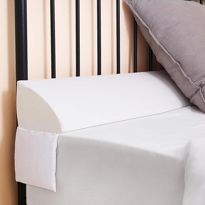 Vekkia Queen Bed Wedge Pillow for Headboard/Wedge Pillow Headboard/Bed Gap Filler/Headboard Pillow,Pillow Wedge for Headboard Gap,Stop Loosing Your Pillows,Phone&Glasses(White 60"x6.5"x4.5")