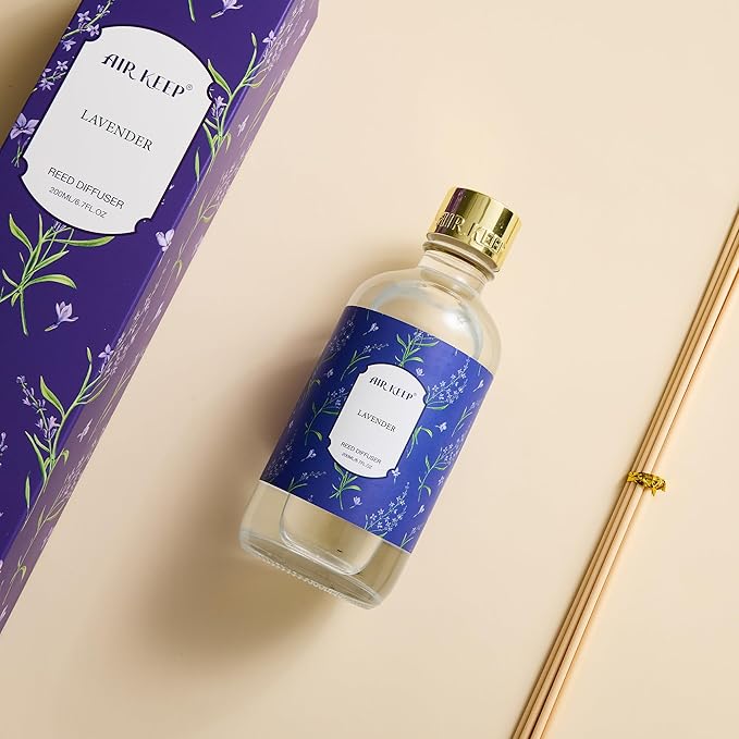 Airkeep Reed Diffuser Oil Set with Reed Sticks,Lavender Aromatherapy Oil Scent Diffuser for Home Office Bathroom Decoration Perfume and Gifts 6.76 oz/200ml