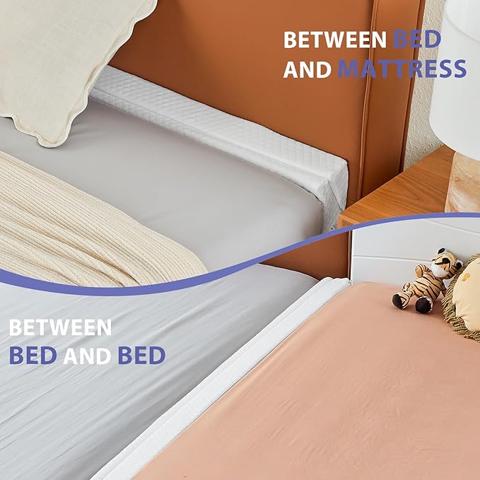 Bed Wedge Pillow for Headboard - Wedge Pillow Headboard Queen (60"x10"x6") - Foldable Bed Gap Filler/Headboard Pillow/Mattress Wedge - Fill Gap (0-8") Between Headboard and Mattress - Cream