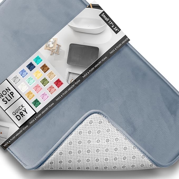 Clara Clark Bathroom Rugs, Velvet Memory Foam Bath Mat, Non-Slip Bath Rugs, Machine Wash, Dries Quickly, Ultra Soft Plush Bath Mats for Bathroom,