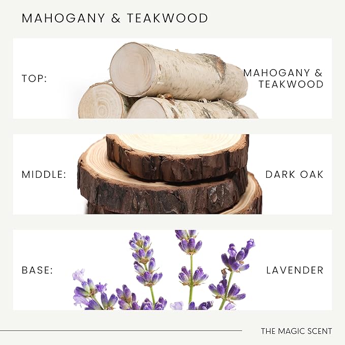 Mahogany & Teakwood Reed Diffuser for Home - Luxury Scent Diffuser with Premium Fiber Reeds for Lasting Gentle Dispersal - Natural, Toxin-Free Aroma Inspired by Ambercrombie & Fitch