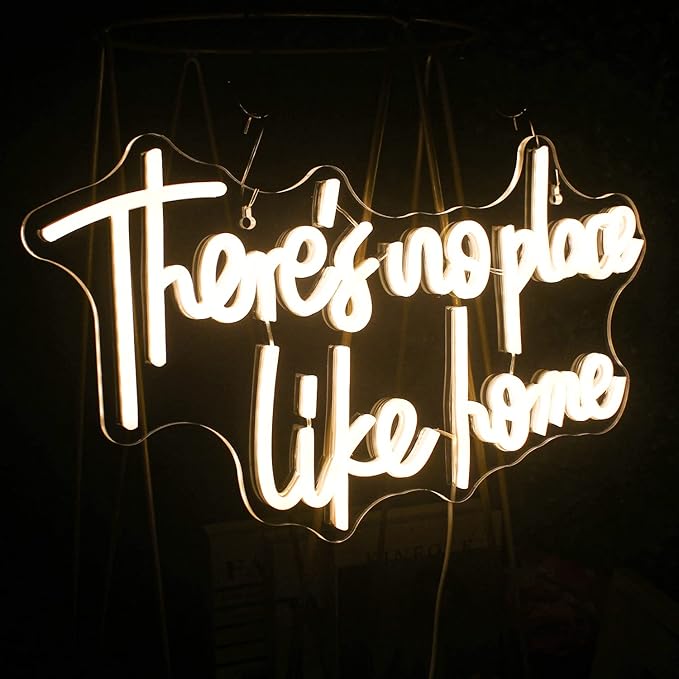 Lucunstar There‘s No Place Like Home Neon Sign,Neon Sign For Room,Warm White Led Neon Light for Wall Decor,Light Up Sign for Wedding,Home Party,USB Connectivity Neon Sign for Bedroom Decor,Home Decor
