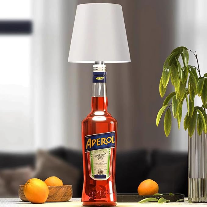 LED Wine Bottle Light, Rechargeable Wireless Bottle Lamp Shade for Whiskey Wine Liquor Bottle, Ambient Light with 3 Color Options for Desk Table Bar Decor, White