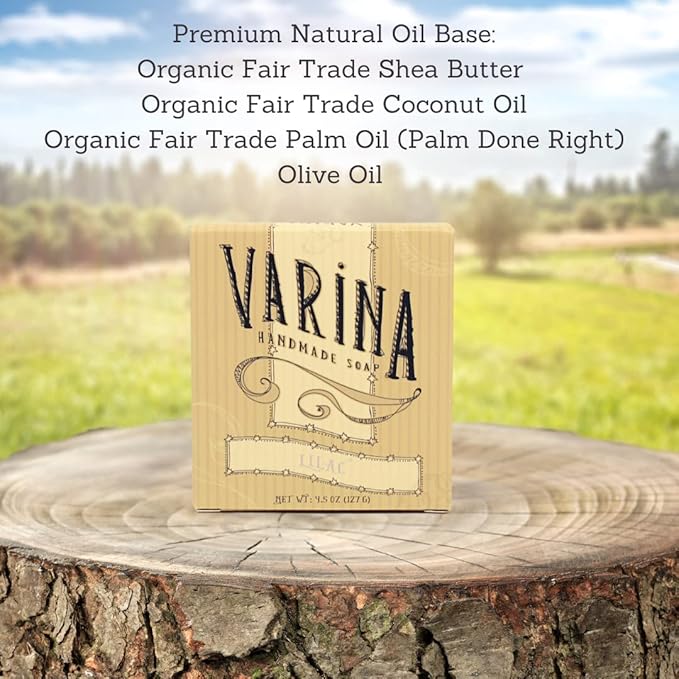 Varina Natural Lilac Bar Soap - Gentle Cleansing for Sensitive Skin, Floral - 3 Pack