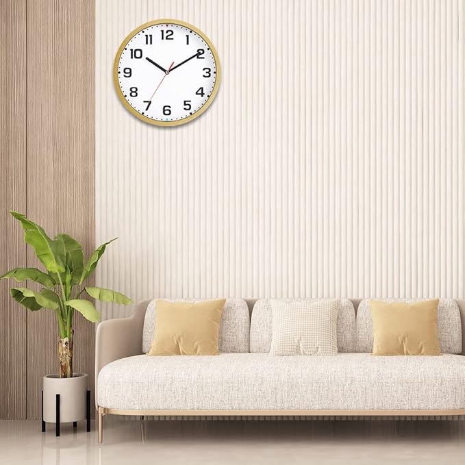 Wall Clock 9 Inch Battery Operated Silent Non-Ticking Wall Clock Modern Quartz Design Decorative Indoor Kitchen Office Brown