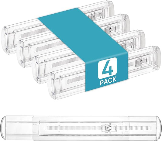 Vtopmart 4 Pack Shallow Drawer Dividers, 2.3" High 12.6"-21.2" Adjustable Expandable Kitchen Drawer Organizer, Clear Plastic Organizer Separators for Flatware, Utensil, Cutlery, Underwear, Clothes