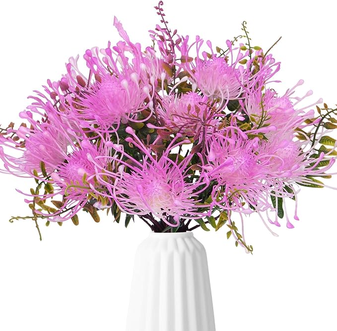 3pcs Fake Mums Plastic Flowers Hot Pink Flower Artificial Tropical Flowers Chrysanthemum Outdoor UV Resistant Plants Centerpieces for Table Home Bathroom Outdoor Decor
