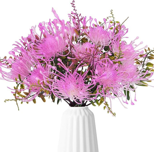 3pcs Fake Mums Plastic Flowers Hot Pink Flower Artificial Tropical Flowers Chrysanthemum Outdoor UV Resistant Plants Centerpieces for Table Home Bathroom Outdoor Decor