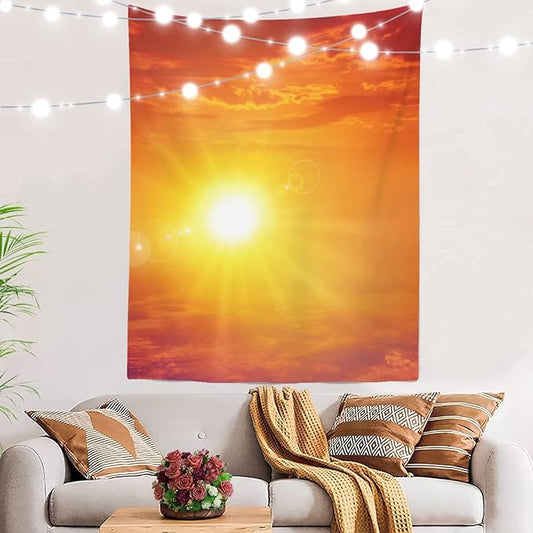 BaoNews Orange Nature Sunset Sunrise Tapestry, Large Wall Hanging Polyester Tablecloths Tapestry Bedroom Room Living Room Dorm 59.1 x 51.2 Inches