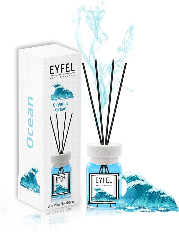 EYFEL Reed Diffusers for Home – Ocean Reed Diffuser Set 4.05 fl oz Oil Diffuser Sticks, Bathroom Diffuser, Home Fragrances, Scented Sticks, Home Décor