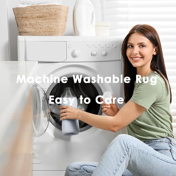 VK VK·LIVING 8x10 Area Rug Washable Rugs for Living Room Rug Vintage Design Boho Rug with Non Slip Living Room Rug Bedroom Carpet Stain Resistant, Home Decor, Beige