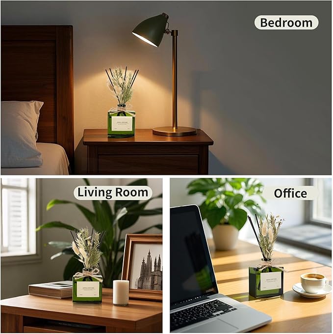 Reed Diffuser Set, 6 fl oz Ebony Rose Scent Diffuser with Sticks, Reed Diffusers for Home Office Decor, Home Fragrance Gift for Men & Women