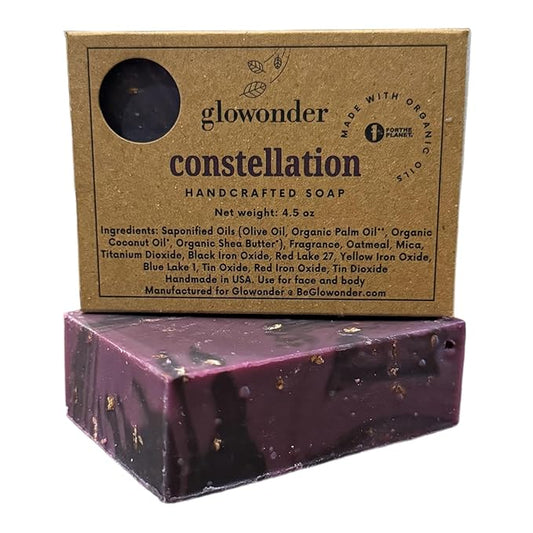1 Pack Constellation Handmade Organic Bar Soap for Face and Body - Moisturizing, All-Natural, Cruelty-Free - Botanical Ingredients - Shower, Bath, Hand Soaps, Gifts - 4.5 oz