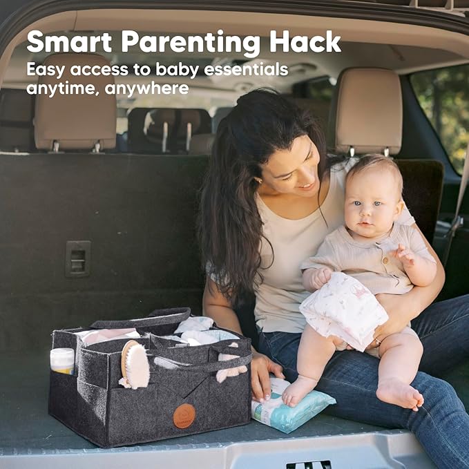 KeaBabies Diaper Caddy Organizer - Baby Organizer for Nursery, Car Storage Organizer, Baby Gift Basket, Changing Table Organizer,Portable Diaper Organizer Caddy for Girls, Boys(Mystic Gray)