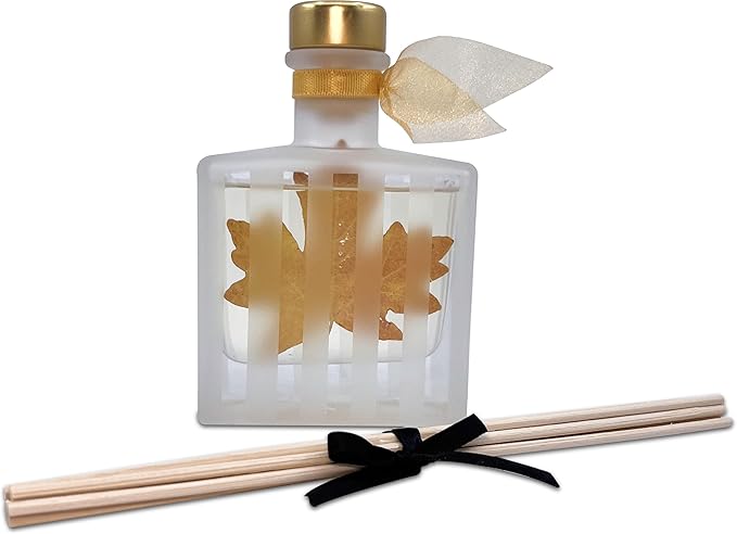 LOVSPA Spiced Pumpkin Essential Oil Reed Diffuser Gift Set | Fresh Pumpkin, Aromatic Cinnamon, Nutmeg, Warm Clove, Creamy Vanilla and Ginger | Modern Striped Glass Bottle | Made in The USA
