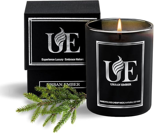 Vintage Oak Scented Candle, Aromatherapy Candle for Home Scented - 55 Hours Long Lasting Soy Wax Candle - Strong Fragranced Black Candle Gift for Women & Men, 8 oz