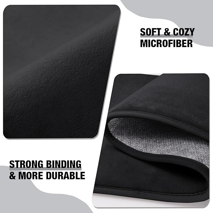 Black Large Bathroom Rugs 36x24, Memory Foam Big Bath Mat Non Slip Washable Shower Rug Soft Absorbent Plush Microfiber Bathroom Floor Tub Bathrug